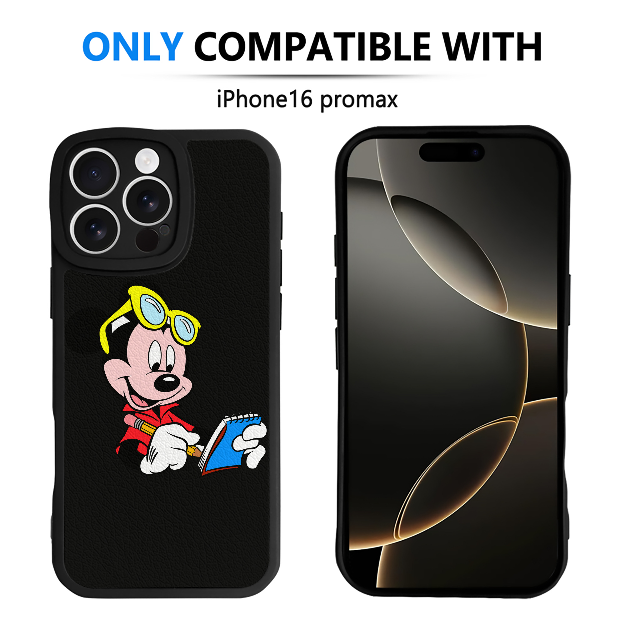 （画像用） ミッキーマウス Mickey Mouse 【iPhone 16シリーズ対応】シリコンスマホケース（レザー調） 材質：シリコン